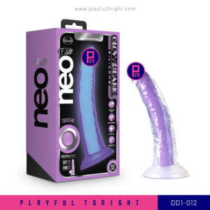 Playful2night_Blush Glow In The Dark Neon Purple 7 Inch Long Dildo_DD1-012
