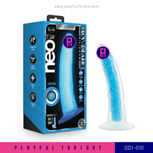 Playful2night_Blush Neo Elite Glow in the Dark Neon Blue 7inch Dildo_DD1-010